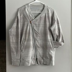 Lululemon Mula Bundle Wrap Jacket, Gray Asymmetrical Zip Moto Sweatshirt